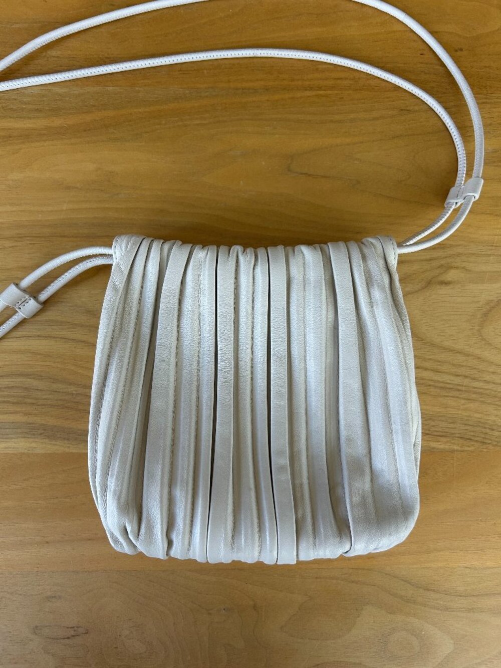 COS Scallop Crossbody Bag in Soft Off-White Ivory Leather, EUC